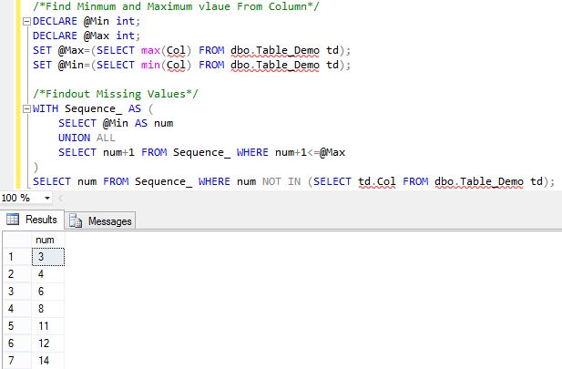 Find out missing Value From a column
